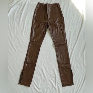 Brown leather pants